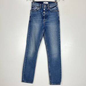RE/DONE Women's 90's High Rise Ankle Crop Denim Jeans Size 24 in Medium Wash